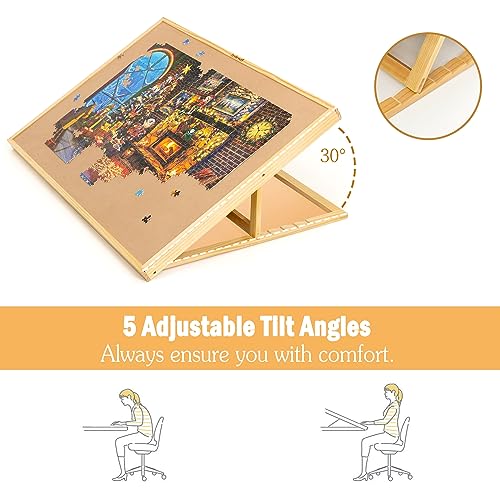 Lavievert 1500 Piece Tilting Jigsaw Puzzle Board with Wooden Cover Adjustable Puzzle Board with Builtin EaselStand Portable Puzzle Table with NonSlip Flannel Tabletop for Adults Kids - Image 5