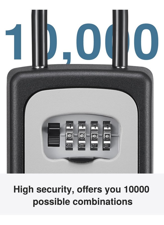Puroma Puroma Lock Box, Large Key Lock Box Resettable Combination Code Lockbox, Portable Wall Mount Lockbox Waterproof Security Safe Box for Outside Outdoor Home Office Door Handle House Key, Gray (2 Pack)  - Image 3