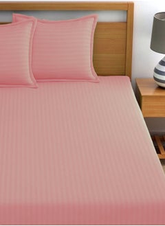 MAXQON Fitted Bed Sheet +2Pcs Pillow Covers, King/Queen/Double/Single Sizes, Color Pink  - Image 2
