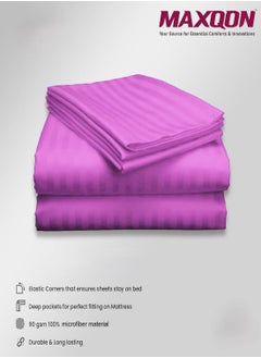 MAXQON Fitted Bed Sheet +2Pcs Pillow Covers, King/Queen/Double/Single Sizes, Color Pink  - Image 5