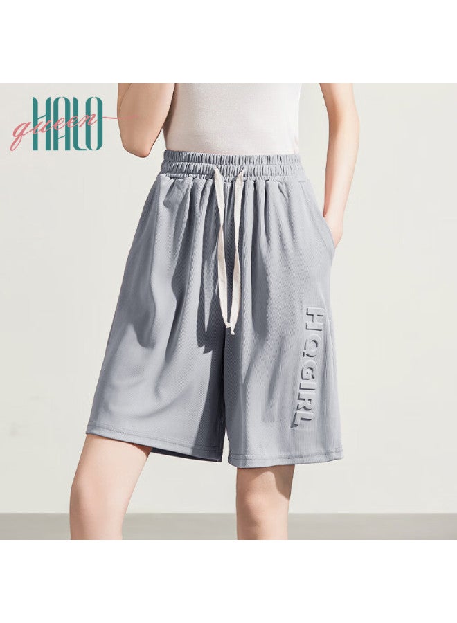 HALOQUEEN Halo Queen Women's Thin High-waist Casual Shorts Loose Slimming Ice Silk Wide-leg Knee-length Pants H121k1003 - Image 1