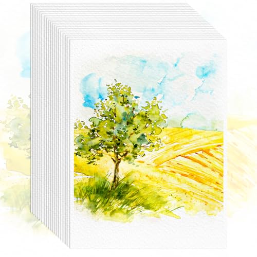Donyang 64 Sheets Watercolor Paper, 5"x7" Water Color Paper, 140lb/300gsm Artist Sketch Easel Acrylic Painting Loose Drawing Paper Bulk, Art Supplies for Kids Child Adults, Watercolors, Watercolor Paint Set - Image 1