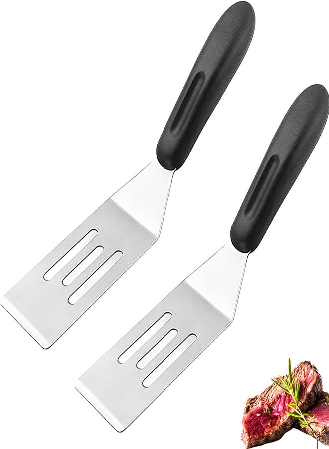 GZLT 2-Pieces Small Metal Spatula Set, Mini Metal Spatulas for Kitchen Use, Stainless Steel Spatula for Flipping, Serving & Turning Pancakes, Eggs, Brownies, Cookies, Cakes & Desserts (2 PC SLOTTED) - Image 1