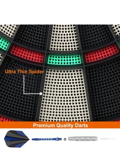 BlueFire Electronic Dart Board Set with LED Scoreboard – 13.5” Large Target, 27 Games & 243 Variations, 16 Players, 12 Soft-Tip Darts + 100 Extra Tips – Perfect for Adults & Kids, Parties, Practice, Indoor & Outdoor Fun (Battery/AC Powered)  - Image 3