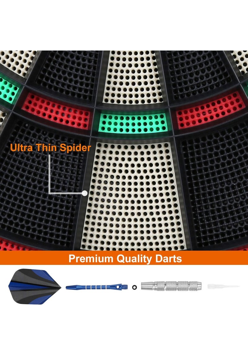 Electronic Dart Board Set with LED Scoreboard – 13.5” Large Target, 27 Games & 243 Variations, 16 Players, 12 Soft-Tip Darts + 100 Extra Tips – Perfect for Adults & Kids, Parties, Practice, Indoor & Outdoor Fun (Battery/AC Powered)