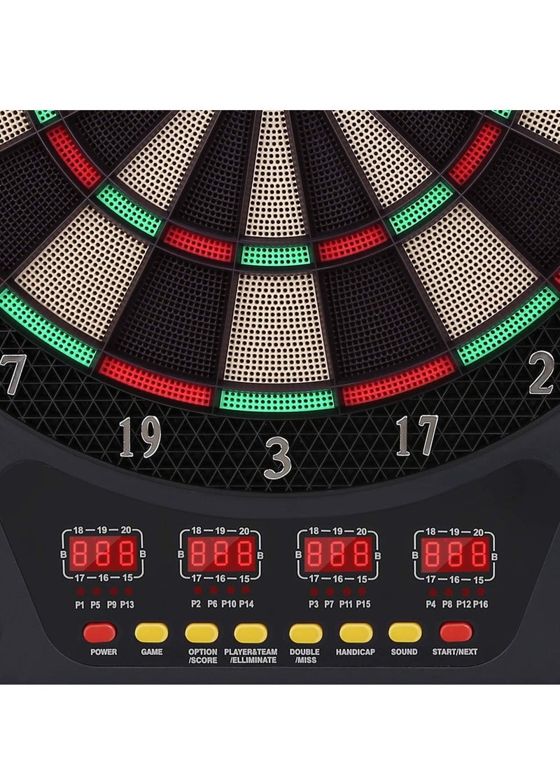 Electronic Dart Board Set with LED Scoreboard – 13.5” Large Target, 27 Games & 243 Variations, 16 Players, 12 Soft-Tip Darts + 100 Extra Tips – Perfect for Adults & Kids, Parties, Practice, Indoor & Outdoor Fun (Battery/AC Powered)