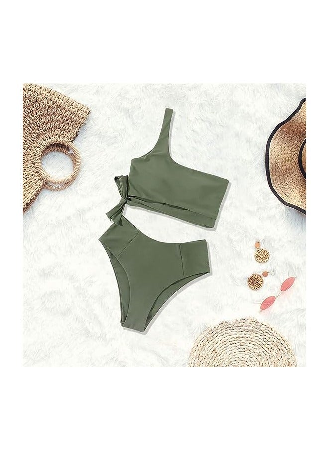 Muyixin طقم ملابس سباحة مكون من قطعتين بدون أكتاف وخصر مرتفع - Image 2