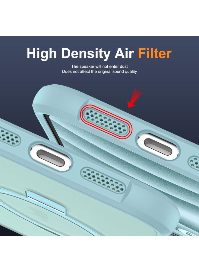 جراب هاتف شفاف عسكري متوافق مع iPhone 17 مع حامل مغناطيسي غير مرئي على شكل حلقة لهاتف iPhone 17 مقاس 6.3 بوصة [متوافق مع Mag-Safe] [شعور قبضة رائع]، أخضر نعناعي - Image 5