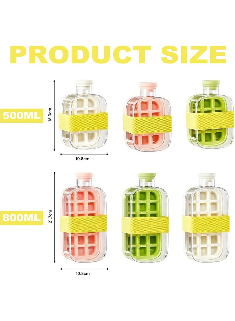 Ice Cube Bottle 2 in 1 Touch-Free Ice Cube Tray Water Bottle with Lid and Straw Leakproof Ice Stick Tray Ice Cube Making Bottle For Coffee Juice Summer Cold Drink White, 500ML  - Image 2