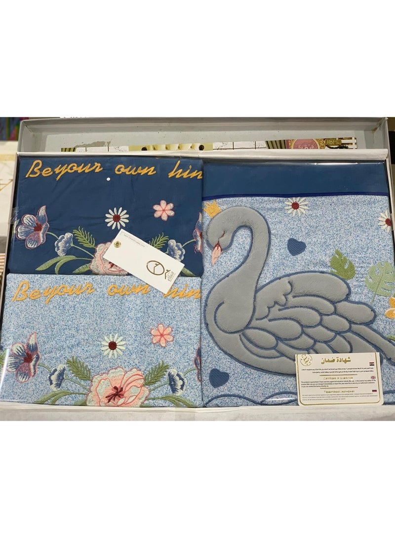 Cotton bed sheet set embroidered with silk, size 240*280 cm 