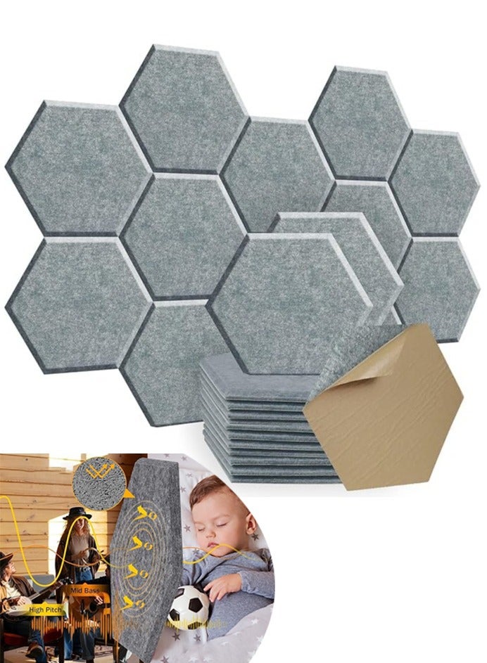 VUCATIN 12 Pcs Hexagon Acoustic Panels Self-adhesive High Density Sound Absorbing Panels 10" X 12" X 0.4" Professional Level Sound Dampening Panels for Studio Home Office - Image 1