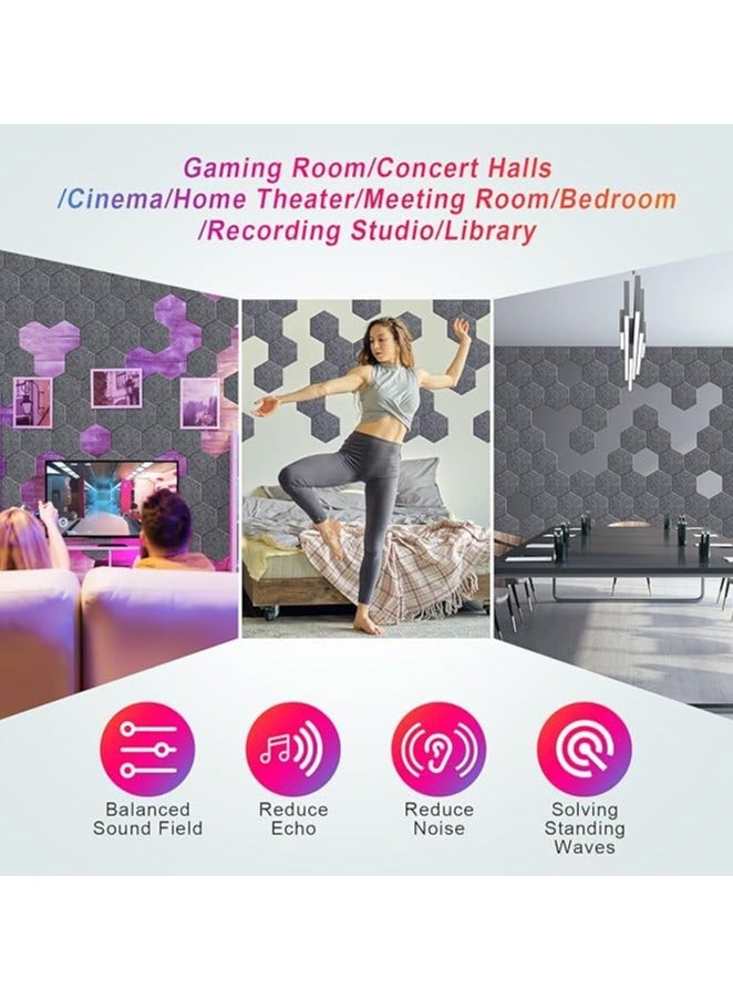 VUCATIN 12 Pcs Hexagon Acoustic Panels Self-adhesive High Density Sound Absorbing Panels 10" X 12" X 0.4" Professional Level Sound Dampening Panels for Studio Home Office - Image 4