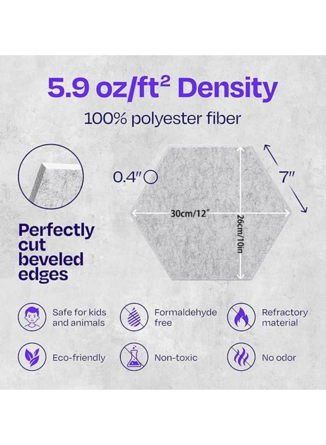 VUCATIN 12 Pcs Hexagon Acoustic Panels Self-adhesive High Density Sound Absorbing Panels 10" X 12" X 0.4" Professional Level Sound Dampening Panels for Studio Home Office - Image 3