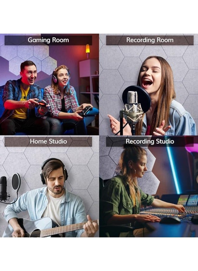 VUCATIN 12 Pcs Hexagon Acoustic Panels Self-adhesive High Density Sound Absorbing Panels 10" X 12" X 0.4" Professional Level Sound Dampening Panels for Studio Home Office - Image 5