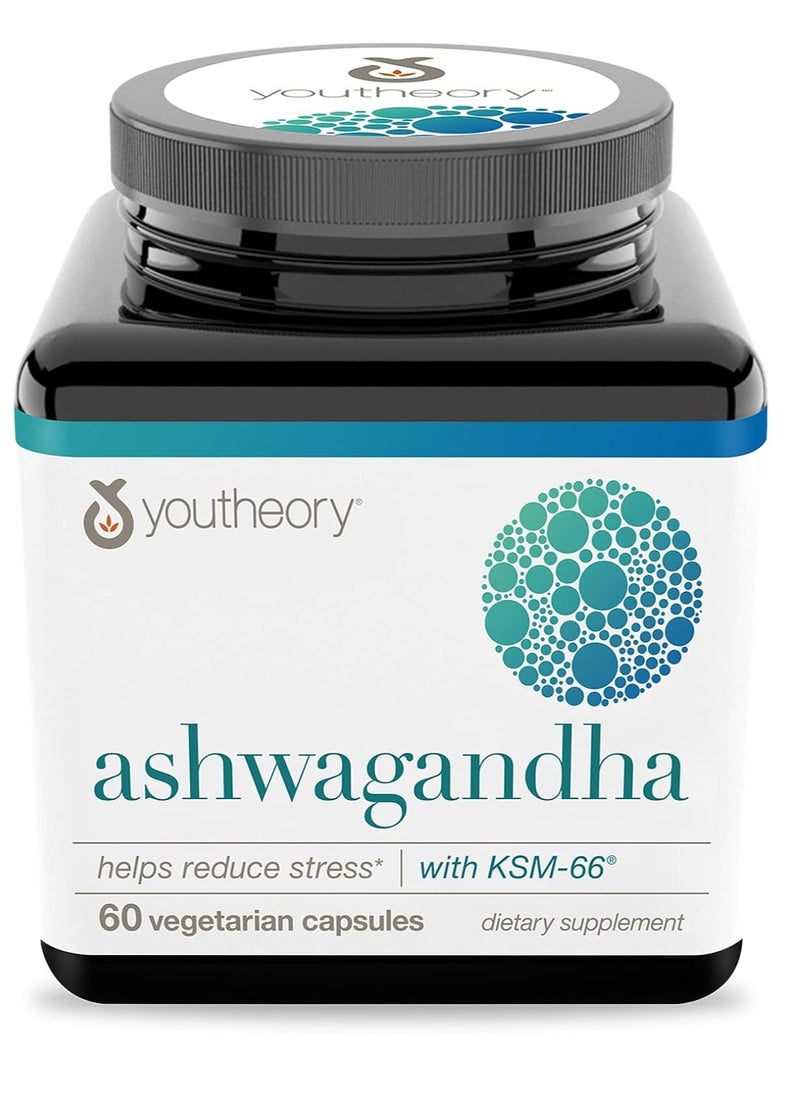 youtheory Ashwagandha Stress Support Supplement Cortisol Support Supplement 60 Vegetarian Capsules 1000 mg  - Image 1