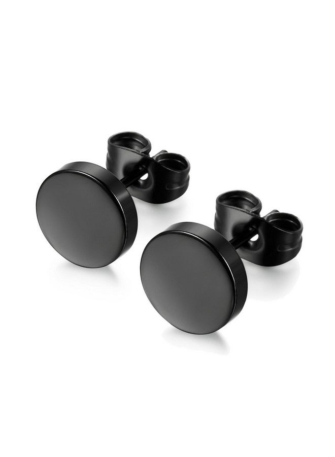 LIEBLICH Black Round Stud Earrings Set Stainless Steel Ear Studs for Men Women 6 Pairs 3mm-8mm … (Black) - Image 1