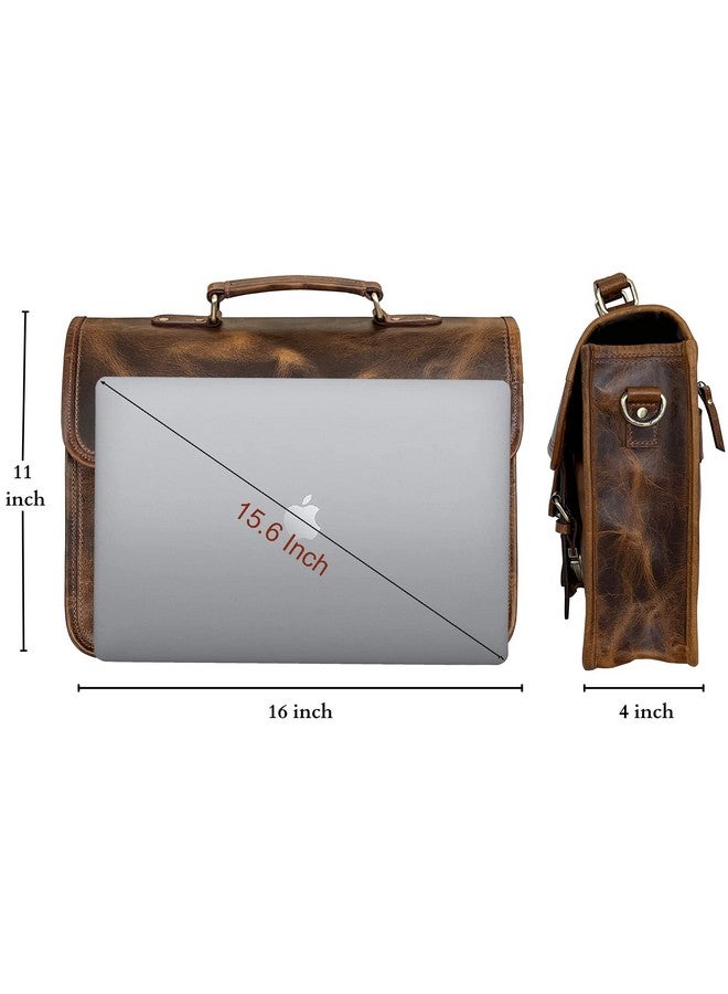 Rustic Town Leather Messenger Bag for Men - Full Grain Leather Briefcase Laptop Satchel Office Crossbody Travel Bag by Rustic Town (16 Inch, Brown)  - Image 1