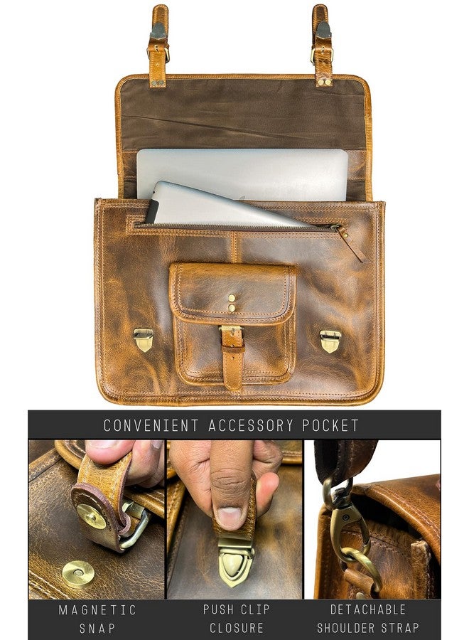 Rustic Town Leather Messenger Bag for Men - Full Grain Leather Briefcase Laptop Satchel Office Crossbody Travel Bag by Rustic Town (16 Inch, Brown)  - Image 2