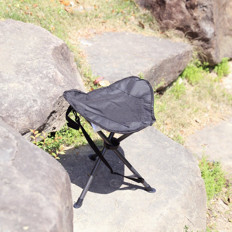 PORTAL Compact Folding Tripod Stool, Portable Tripod Chair 3 Legs for Camping Outdoor Hiking Hunting Fishing Picnic Travel Beach BBQ Garden Lawn, Supports 225 lbs, Black - Image 3