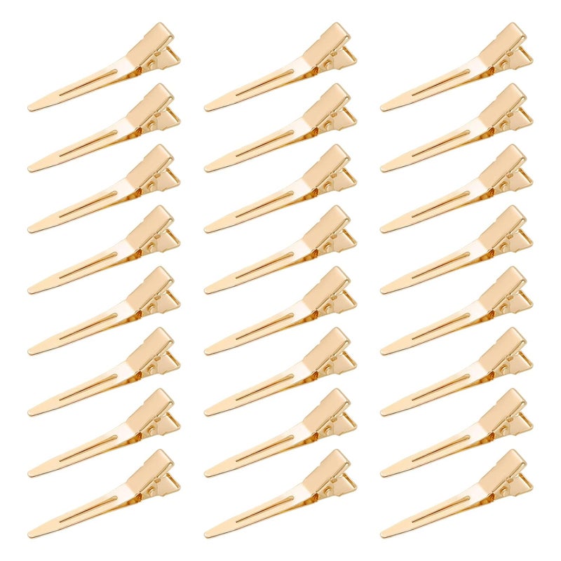 50 Pcs Alligator Curl Clips Bantoye 18 Inch Single Prong Clips Hair Accessories for Hair Styling Coloring Gold