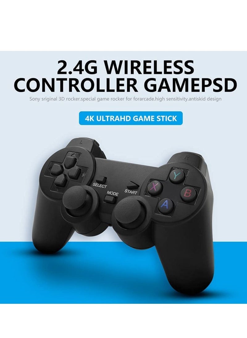 Integrated retro 4K game console with dual 2.4G wireless controllers, plug-and-play video game stick, built-in 3,500 games, 9 classic emulators, high-definition HDMI output for TV (64G, 10000+ games)