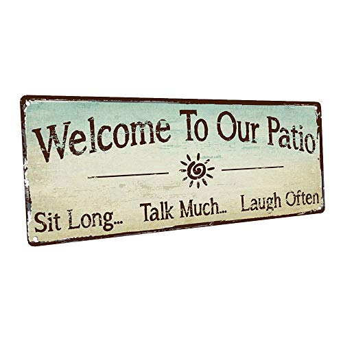 HBA Homebody Accents - "Welcome to our patio" Metal Sign, 6x16 in Rustic Porch Decor Wall Art, Durable Metal for Outdoor Patio Decor, Made in USA - Image 5