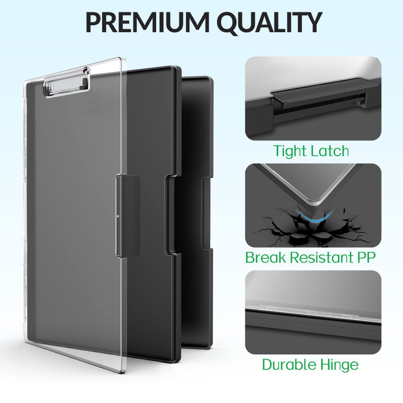 Sooez Clipboard with Storage, Heavy Duty Cleaview Clip Boards 8.5x11 with Dual Storage, Dry Erase Plastic Nursing Clipboard, High Capacity Clipboards Folder for Teacher Nurse, School & Office Supplies - Image 4