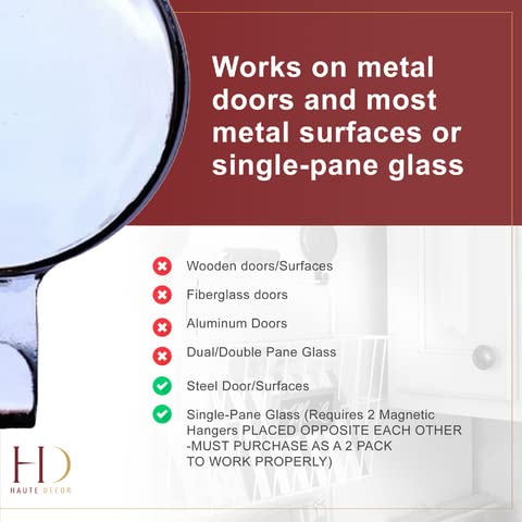 Haute Decor Attract Magnetic Wreath Hanger (Shiny Silver) - Set of 2 Magnets - for 2 Metal Doors/Surfaces or 1 Single-Pane Glass Door/Window - Holds up to 10 lbs. - Image 5