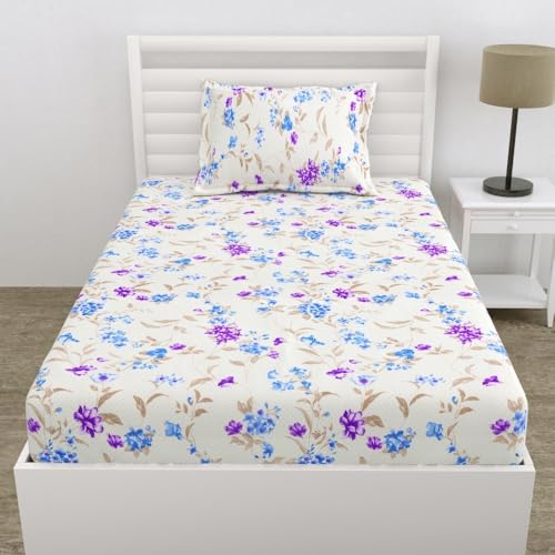 Haus & Kinder Ultrasoft Microfiber for Single Bed Bedsheet for Single Bed with 1 Pillow Cover Bedding Set Lightweight Breathable Bed Sheet Floralis Veil Nordic Haven - Image 1