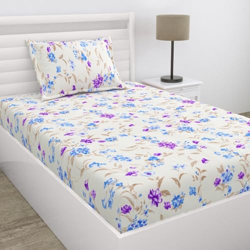 Haus & Kinder Ultrasoft Microfiber for Single Bed Bedsheet for Single Bed with 1 Pillow Cover Bedding Set Lightweight Breathable Bed Sheet Floralis Veil Nordic Haven - Image 4