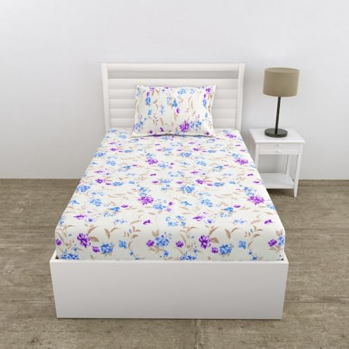 Haus & Kinder Ultrasoft Microfiber for Single Bed Bedsheet for Single Bed with 1 Pillow Cover Bedding Set Lightweight Breathable Bed Sheet Floralis Veil Nordic Haven - Image 2