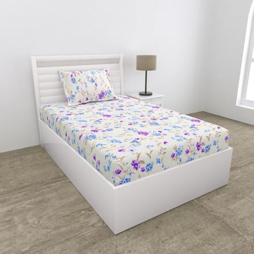 Haus & Kinder Ultrasoft Microfiber for Single Bed Bedsheet for Single Bed with 1 Pillow Cover Bedding Set Lightweight Breathable Bed Sheet Floralis Veil Nordic Haven - Image 3
