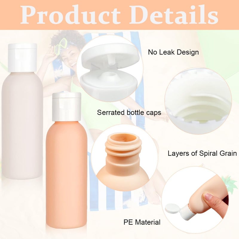 M'AYCREATE MAYCREATE® 4pcs Travel Bottles for Toiletries, Refillable Soft PE Travel Containers with Lid, Lotion Jars Shampoo Dispenser Travel Bottle for Cream, Toiletries, Gel, Hand Sanitizer, Silicone, 60 ml - Image 3