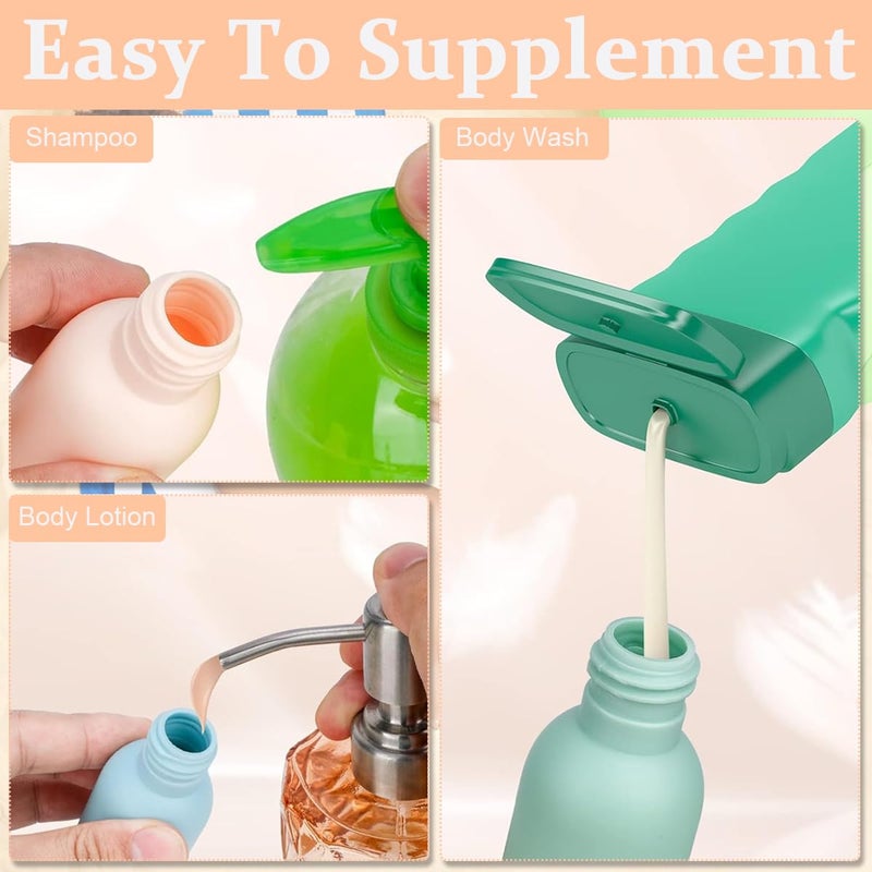 M'AYCREATE MAYCREATE® 4pcs Travel Bottles for Toiletries, Refillable Soft PE Travel Containers with Lid, Lotion Jars Shampoo Dispenser Travel Bottle for Cream, Toiletries, Gel, Hand Sanitizer, Silicone, 60 ml - Image 5