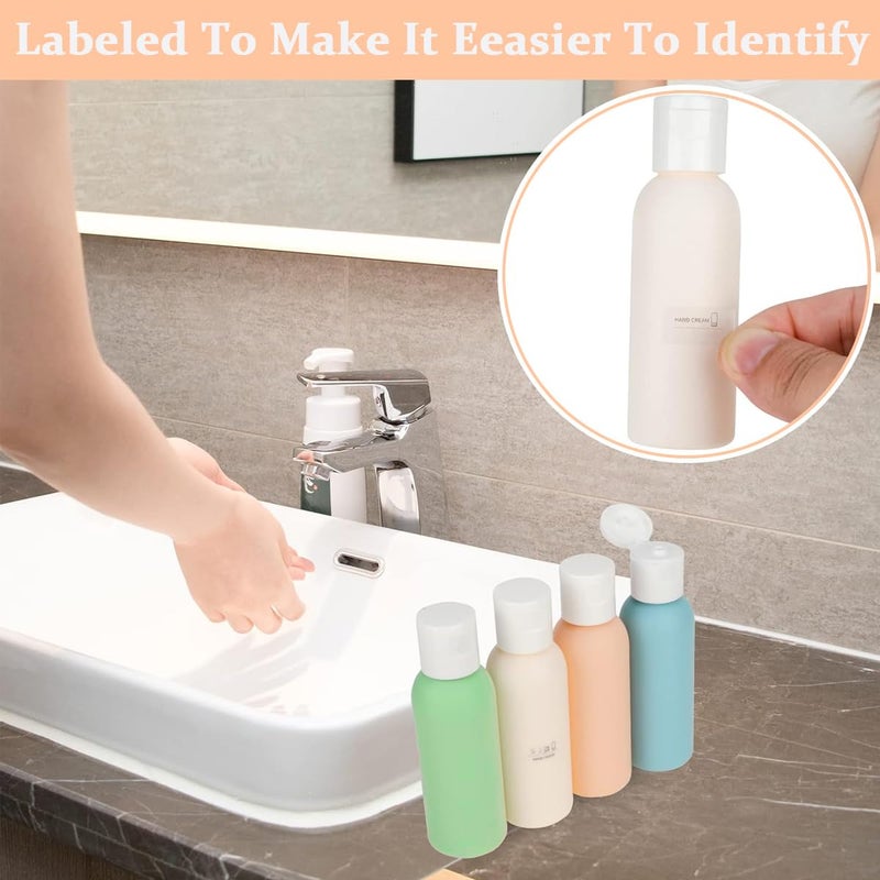 M'AYCREATE MAYCREATE® 4pcs Travel Bottles for Toiletries, Refillable Soft PE Travel Containers with Lid, Lotion Jars Shampoo Dispenser Travel Bottle for Cream, Toiletries, Gel, Hand Sanitizer, Silicone, 60 ml - Image 4