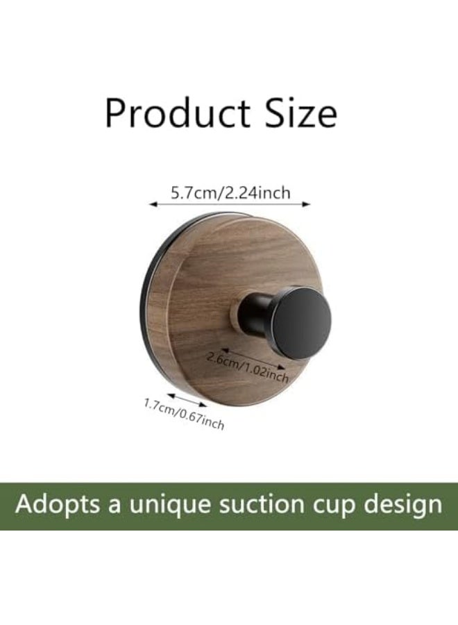 مجموعة من أربعة خطافات مزودة بكؤوس شفط لا تحتاج إلى ثقب لتثبيتها مناسبة للمناشف وأردية الحمام خطافات لاصقة قابلة للإزالة مزودة بكؤوس شفط مناسبة للحمامات/الزجاج/الأبواب/الجدران (بلمسة نهائية خشبية) - Image 5