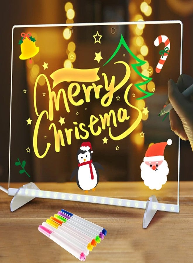 ELETON لوحة ملاحظات LED ملونة، مع حاملين مثلثين و 2 قلم ملون، لوحة أكريليك قابلة للمسح الجاف مع إضاءة، لوحة رسم LED للمكتب والمدرسة والمنزل (13.78X9.85 بوصة) - Image 1