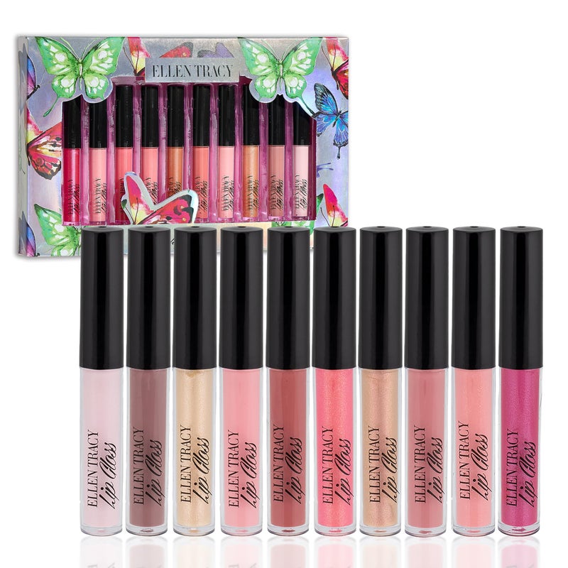 Enchante Ellen Tracy 10 Pc Lip Gloss Collection, Shimmery Lip Glosses for Women and Girls, Long Lasting Lip Gloss Set with Rich Varied Colors, Great Holiday and Birthday Gift - Image 1