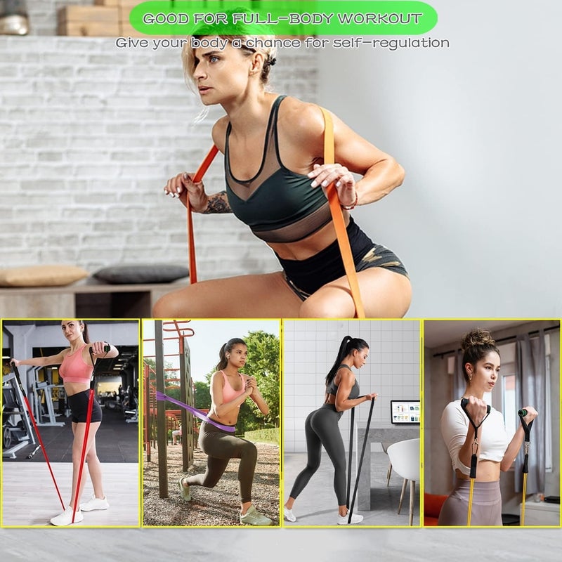 مجموعة أحزمة المقاومة - 5 قطع أحزمة تمرين للمساعدة في السحب للتدريب على القوة والعلاج الطبيعي - Image 5
