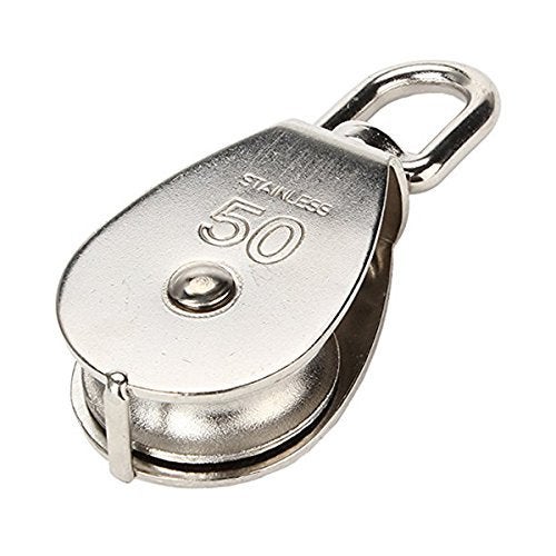 JCBIZ 1Pack M50 كتلة بكرة مفردة من الفولاذ المقاوم للصدأ للأعمال الثقيلة بكرة ثابتة لتحميل الحبال 400 كجم