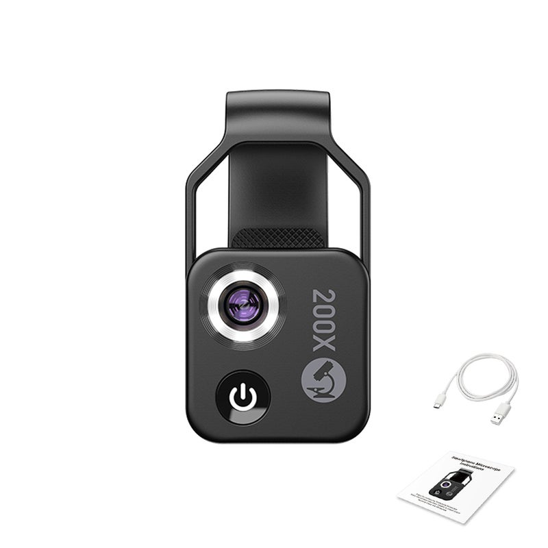 200X Portable Microscope Universal Mobilephone Microscope with 6 LED Lights 2 Level Brightness Adjustable No Need APP Multifunctional Microscope for Child Students Study Electronics Industry Testing - Image 1