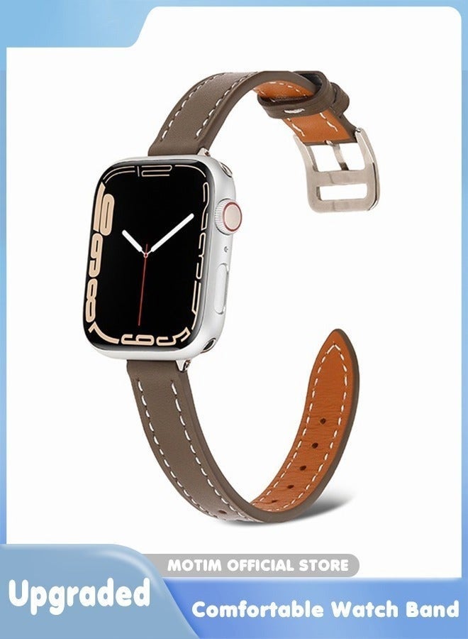 Bukela Slim Leather Bands Compatible with Apple Watch Band, 38mm/40mm/41mm, Top Grain Genuine Leather Wristband, Thin Replacement Strap for iWatch Ultra SE Series 11/10/9/8/7/6/5/4/3/2/1 - Image 1