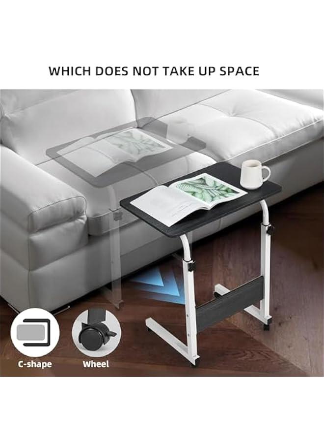 بيوينتي طاولة لابتوب بارتفاع قابل للتعديل من سكاي تاتش، طاولة قهوة جانبية وحامل نوت بوك محمول قابل للتعديل مع عجلات للأريكة والسرير والشرفة والحديقة، 60×40 سم، أسود - Image 2