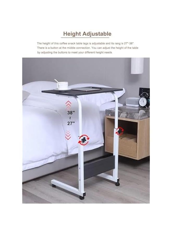 بيوينتي طاولة لابتوب بارتفاع قابل للتعديل من سكاي تاتش، طاولة قهوة جانبية وحامل نوت بوك محمول قابل للتعديل مع عجلات للأريكة والسرير والشرفة والحديقة، 60×40 سم، أسود - Image 3