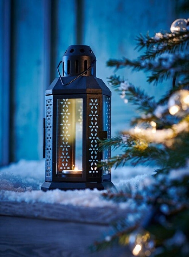Tealight Lantern, Indoor/Outdoor, Black, 22 cm - Image 1