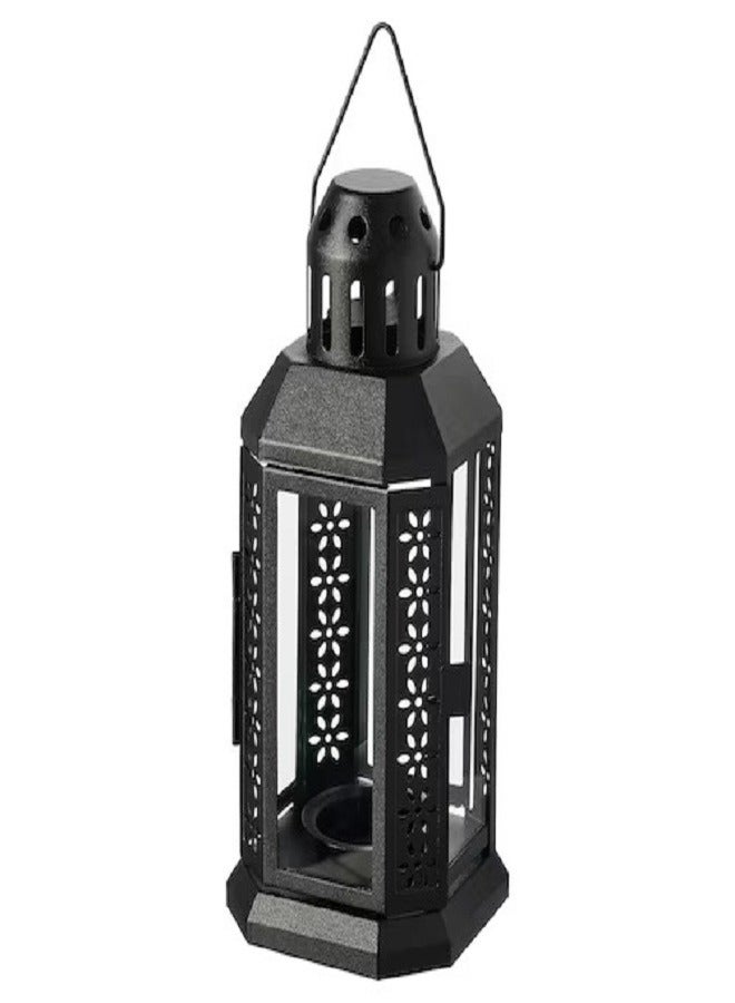 Tealight Lantern, Indoor/Outdoor, Black, 22 cm - Image 3