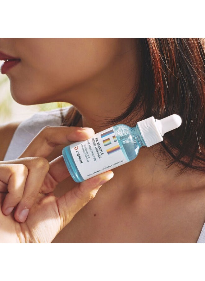 Aberede | Hya-Vitamin E Antioxy Ampoule, for Excess Oil, Large Pores, Uneven Skin Tone, Dullness - Centella Asiatica + Ceramides + Vitamin E + Hyaluronic Acid + Beta-Glucan, Made in Korea