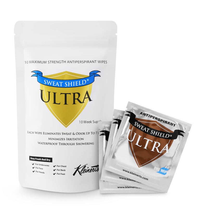 Kleinert's Sweat Shield Ultra Antiperspirant Wipes - Reduce Sweat Up To 7 Days Per Wipe (Pack of 10). Clinical Strength. Dermatologist Recommended. - Image 1