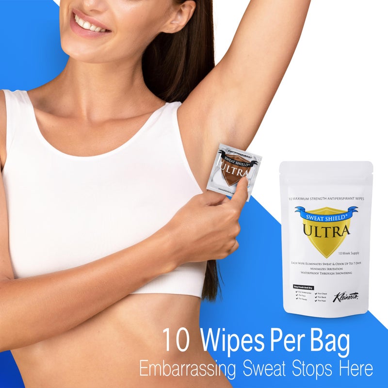 Kleinert's Sweat Shield Ultra Antiperspirant Wipes - Reduce Sweat Up To 7 Days Per Wipe (Pack of 10). Clinical Strength. Dermatologist Recommended. - Image 2