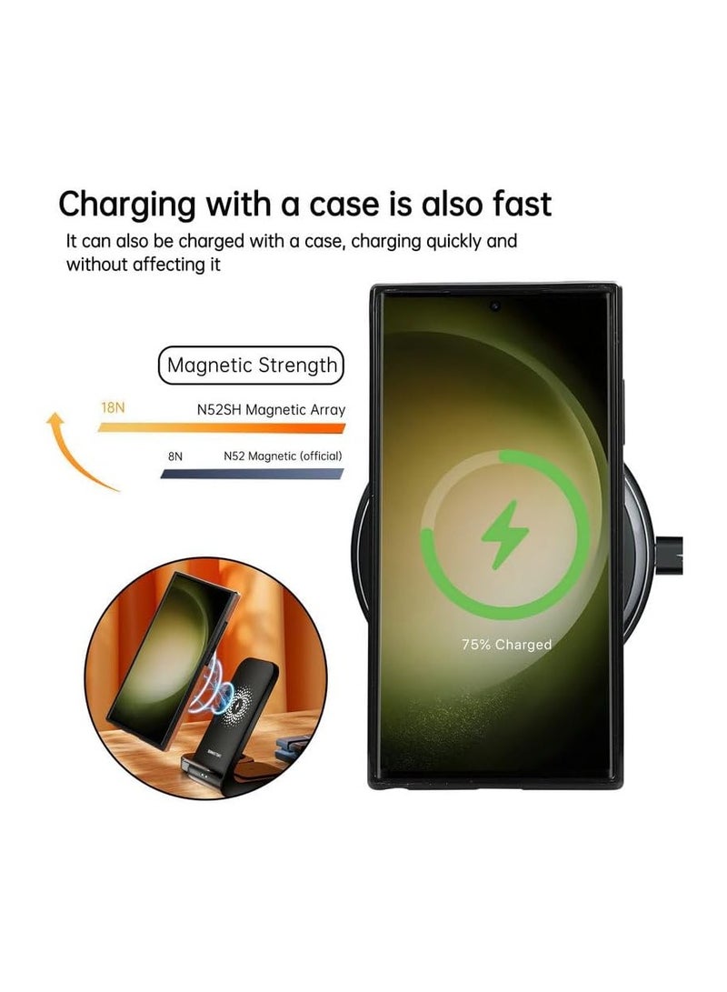 Luxury Leather Case with Magnetic Metal Stand for Samsung Galaxy S25 Ultra – Premium Protective Cover, Brown - Image 2